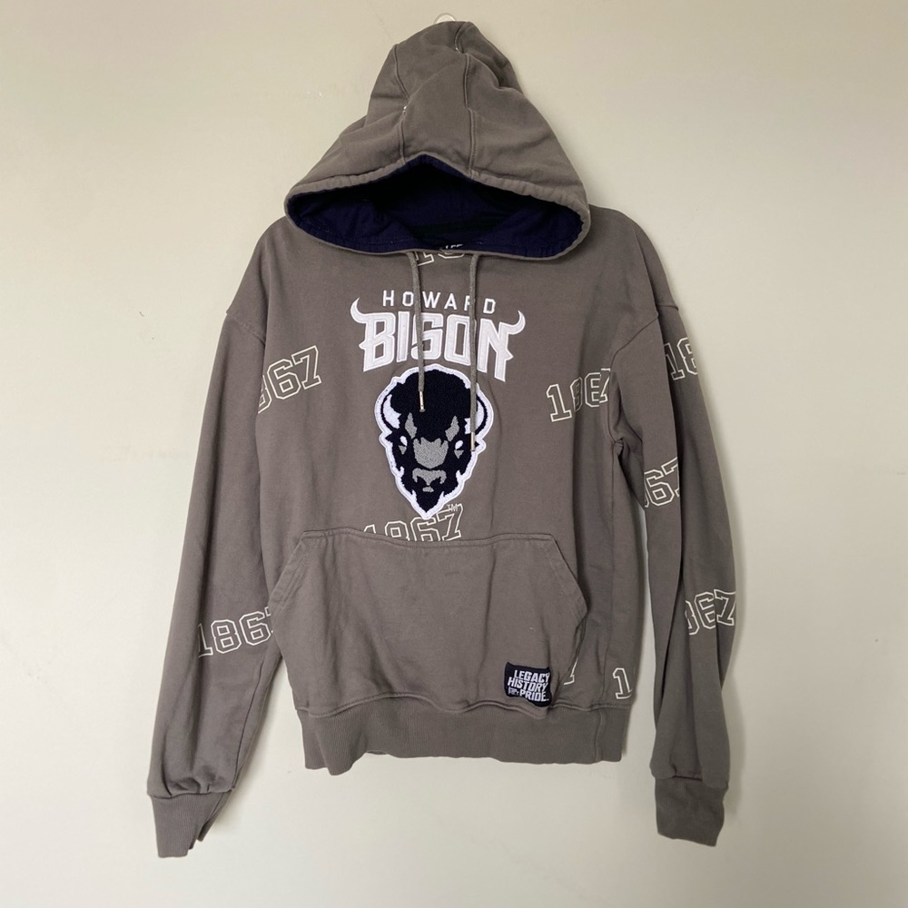 Grey, navy and white Howard University hoodie
